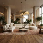 Living room designed by Nolita Harbour, with an agnes coffee table that was conceived as a luxury travertine coffee table for considered interiors.