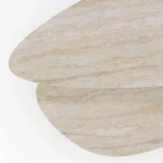 Agnes Coffee Table by Nolita Harbour, travertine coffee table with honed stone top and a compact base.