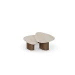 Agnes Coffee Table by Nolita Harbour, a designer coffee table in natural travertine, with a minimalist form.