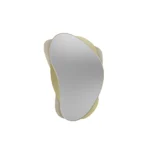 Anti Mirror designer mirror by Nolita Harbour, sculptural wall mirror in hand-worked plaster and brass detailing, irregular organic frame with textured surface and clear glass, architectural statement piece for modern interiors.