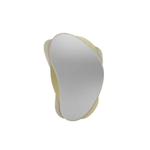 Anti Mirror designer mirror by Nolita Harbour, sculptural wall mirror in hand-worked plaster and brass detailing, irregular organic frame with textured surface and clear glass, architectural statement piece for modern interiors.