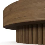 Bettina Coffee Table by Nolita Harbour, a designer coffee table with marble and ribbed wood, structured in a round form.