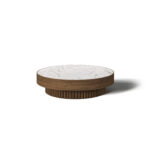 Nolita Harbour Bettina Coffee Table with a luxurious round marble top and distinctive ribbed wooden base.