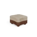Colleen Stool by Nolita Harbour, luxury vanity stool in bouclé upholstery with matte walnut wood base, featuring a plush circular seat and softly rounded silhouette, designed as a refined accent piece that tucks seamlessly into elegant dressing areas and contemporary interiors.