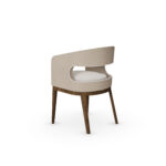 Tamara Dining Chair with walnut base and open-back design - 45-degree view