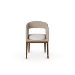 Tamara Dining Chair with walnut base and open-back design - Front