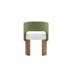 Édith designer dining chair by Nolita Harbour, upholstered chair with curved shell, velvet detail, and architectural walnut base.