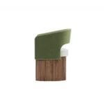 Édith dining chair by Nolita Harbour, upholstered seat with velvet-wrapped arms and sculptural walnut base.