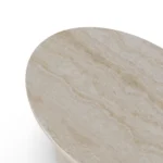Ella Side Table, a minimalist side table by Nolita Harbour in travertine and plaster, blending tactile materials with balanced proportions