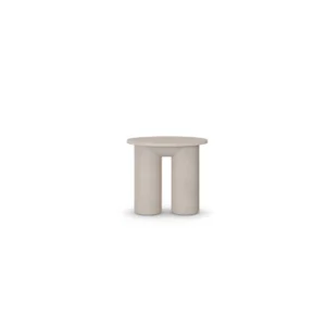 Ella Side Table, an elegant side table by Nolita Harbour in travertine and plaster, featuring a sculptural form with refined texture