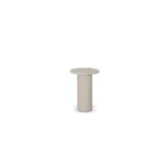 Ella Side Table, a modern side table by Nolita Harbour in travertine and plaster, with clean lines and a calm architectural presence