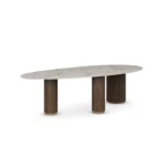 Élodie Dining Table, a minimalist dining table by Nolita Harbour in marble and walnut, creating a calm dining setting.