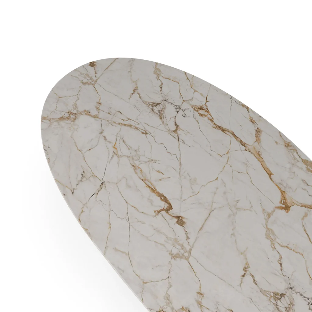 Élodie Dining Table, a refined dining table by Nolita Harbour that combines marble top and wood accents for balance.
