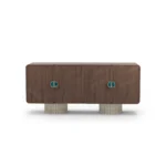 Henry Sideboard, a contemporary sideboard by Nolita Harbour in walnut and ceramic, with textured panels and refined detailing