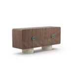 Henry Sideboard, an elegant sideboard by Nolita Harbour in walnut and ceramic, featuring wavy doors and smooth handle detailing