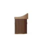 Junna luxury dining chair by Nolita Harbour, bouclé chair with curved back, walnut base, and airy sculptural form.
