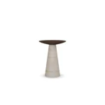 Lotte Side Table, a refined side table by Nolita Harbour crafted in walnut and stone, combining a smooth wood top with a textured base.