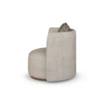 Lucie armchair by Nolita Harbour, sculptural upholstered chair with curved back, generous seat, and visible timber legs.