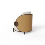 Marie armchair by Nolita Harbour, sculptural circular chair with bouclé seat and elegant walnut frame.
