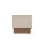 Mia timber base armchair by Nolita Harbour, bouclé upholstered chair with sculptural form and serene modern design.