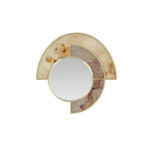 Sierra Mirror with burl wood and marble inlays, brass accents - front view