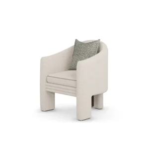 Nina dining chair by Nolita Harbour, bouclé upholstered dining chair with sculptural shell and refined architectural silhouette.