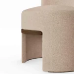 Noéme velvet dining chair detail by Nolita Harbour, luxury upholstered chair with solid walnut frame and tailored modern design.