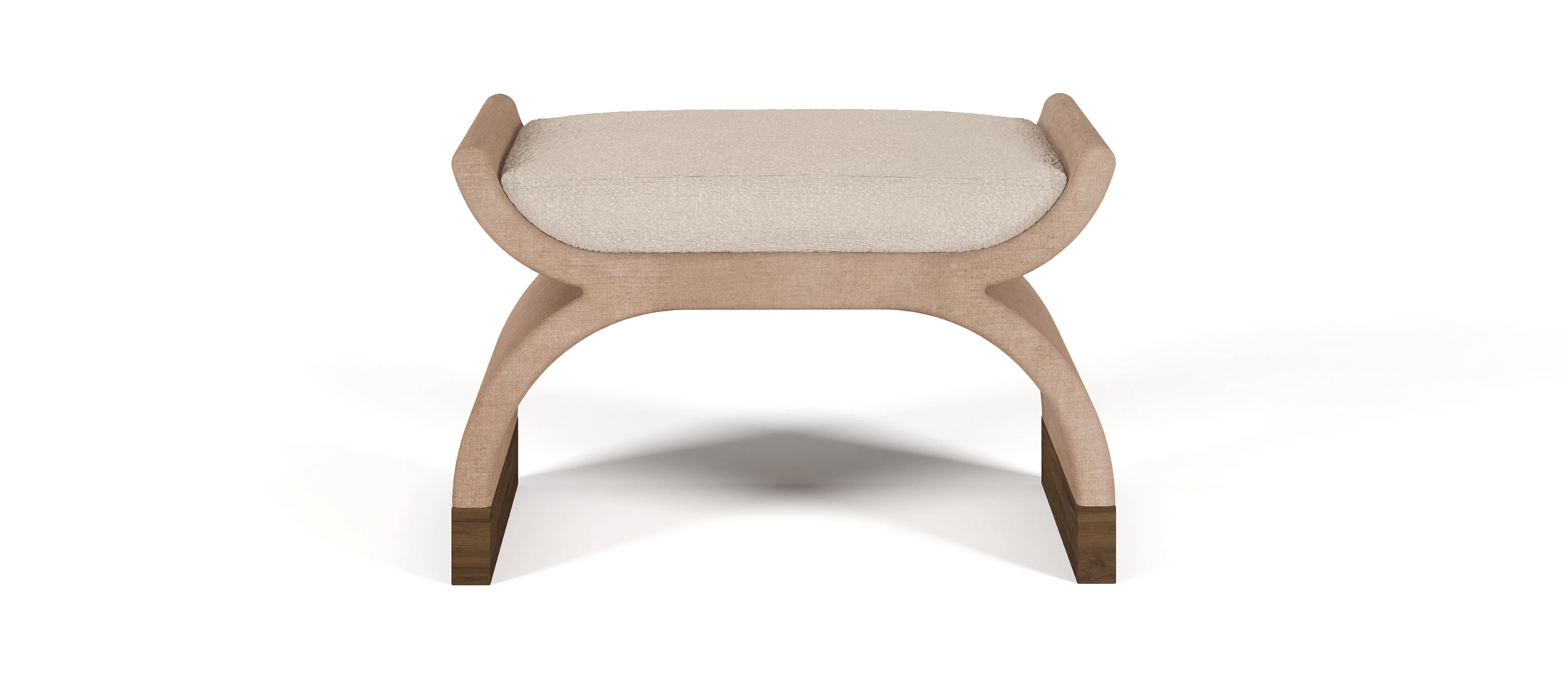 Nolita Harbour Malou Stool with a unique curved structure and high-quality fabric upholstery.