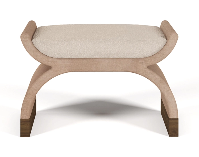 Nolita Harbour Malou Stool with a unique curved structure and high-quality fabric upholstery.