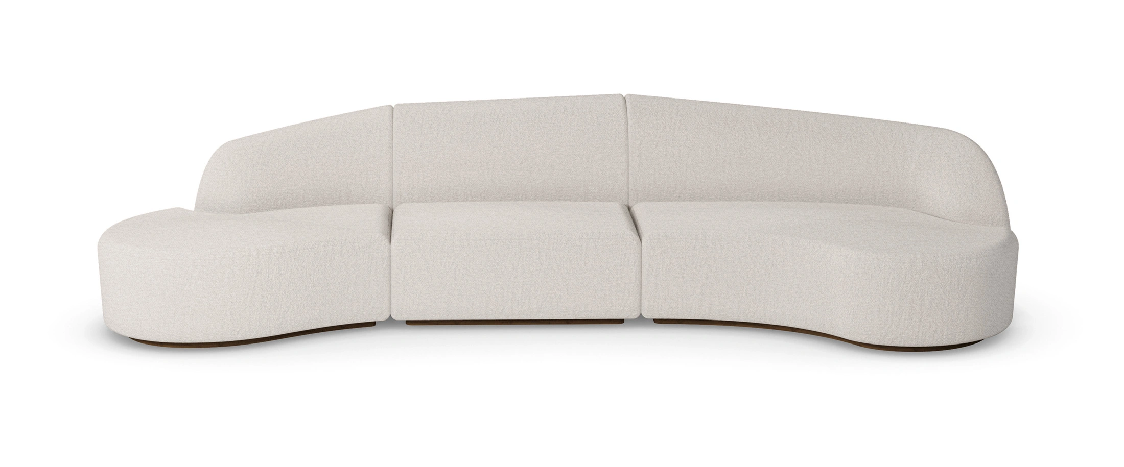 Nolita Harbour Nathalie Sectional Sofa with plush, curved form and luxurious boucle fabric upholstery.