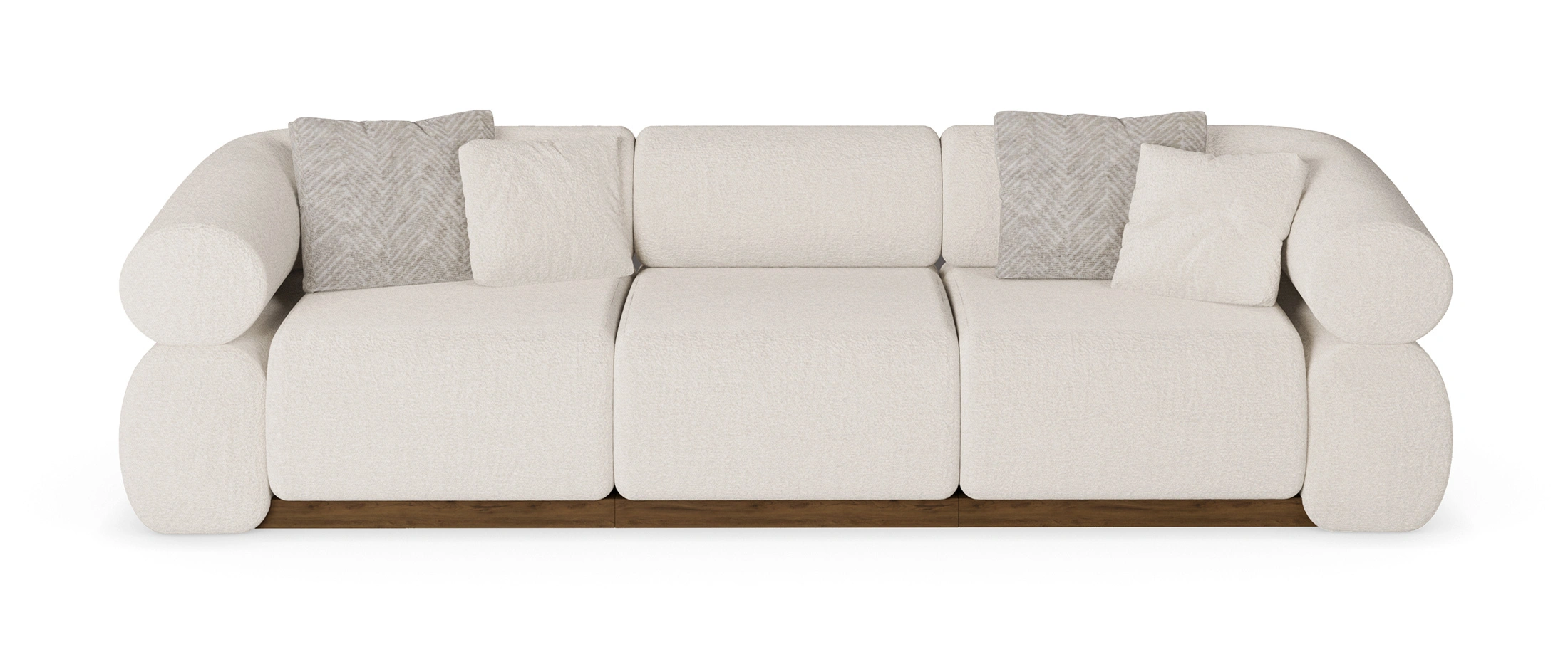 Nolita Harbour Solene Sectional Sofa with plush rounded cushions and unique cylindrical armrests