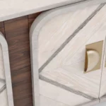 Phillip Sideboard, a minimalist sideboard by Nolita Harbour in wood and brass, blending simple lines with textured door patterns