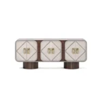 Phillip Sideboard, a luxury sideboard by Nolita Harbour in wood and brass, featuring a sculptural base and elegant material contrast