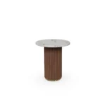 Roland Side Table, an elegant side table by Nolita Harbour in marble and wood, featuring a round top with a refined fluted base.