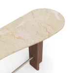 Romi Console, a modern console table by Nolita Harbour crafted in marble and walnut, with a clean and understated presence.