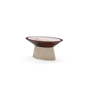 45 degree view of Aegean Rose Coffee Table highlighting its elegant design and sturdy plaster base