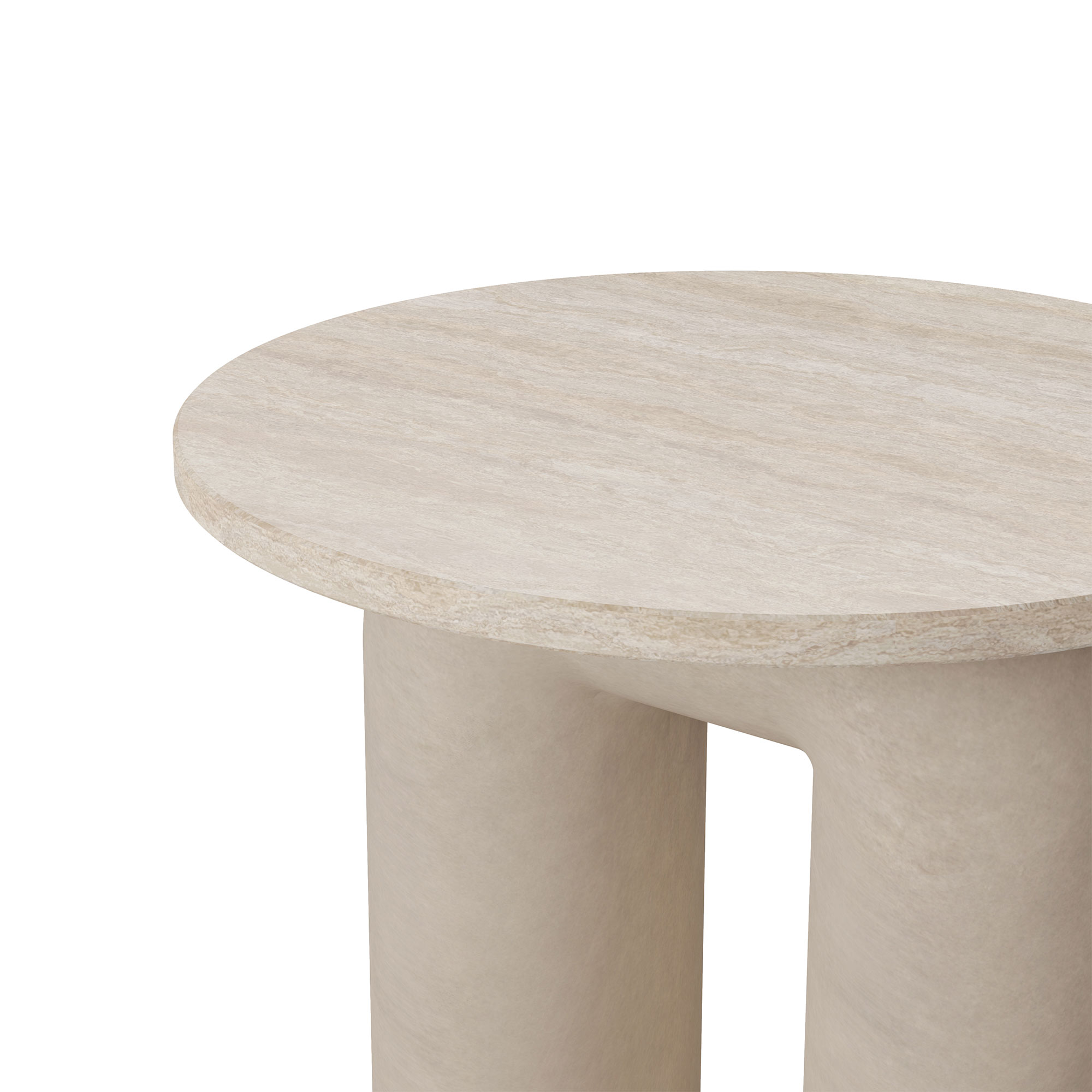 Nolita Harbour Ella Side Table with a sleek travertine top and smooth plaster U-shaped base
