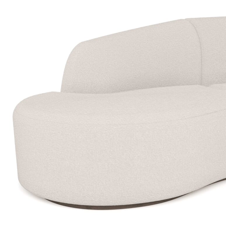 Nolita Harbour Nathalie II Sectional Sofa with plush, curved forms and an integrated circular travertine top.