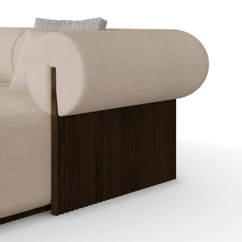 Detail view of Pierre Modular Sofa showcasing contemporary design and plush cushions