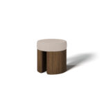 Pauline Stool with upholstered seat and walnut base - 45-degree view