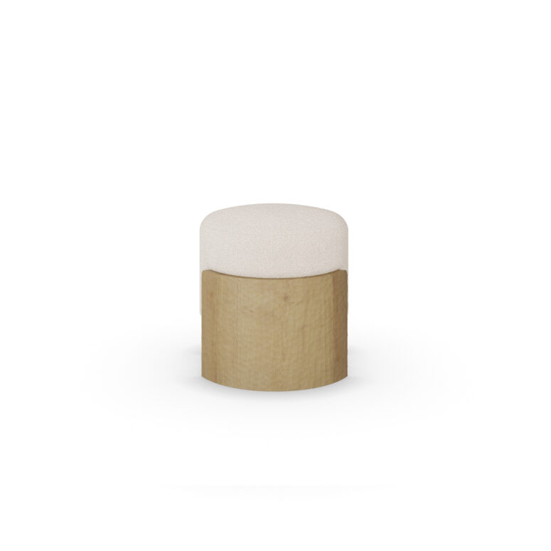 Side view of Gilda Stool showcasing elegant design and natural wood texture