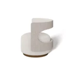 Tess armchair by Nolita Harbour, bouclé upholstered accent chair with walnut frame and sculptural contemporary silhouette.