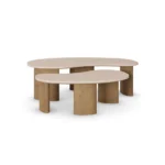 Amara Coffee Table by Nolita Harbour, modern coffee table in marble and oak with minimalist form.