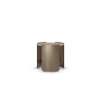 Bria Side Table, a modern side table by Nolita Harbour in stone and brass, with a crisp and contemporary silhouette.
