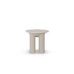 Ella II side table, an elegant side table in natural travertine by Nolita Harbour that offers a sculptural, minimalist design with a refined stone texture.