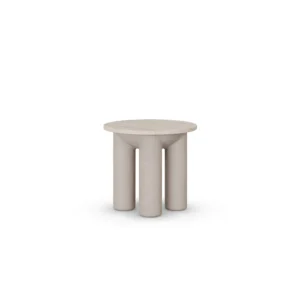 Ella II side table, a refined side table in travertine by Nolita Harbour that features a sculptural stone form with calm, minimalist presence.