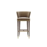 Hazel contemporary bar chair by Nolita Harbour, upholstered velvet stool with tapered timber legs and refined back support.