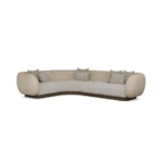 Vini sectional sofa by Nolita Harbour, bouclé modular sofa with curved silhouette and low plinth base, sculptural design.