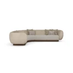 Vini modular sofa by Nolita Harbour in bouclé, curved sectional with sculptural form and low, discreet base.