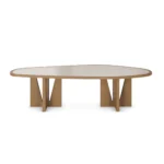 Alba Dining Table, a contemporary dining table by Nolita Harbour in stone and timber, with a soft tactile surface.